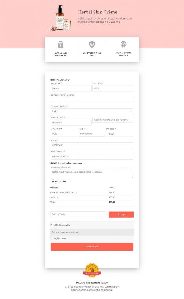 Checkout Page