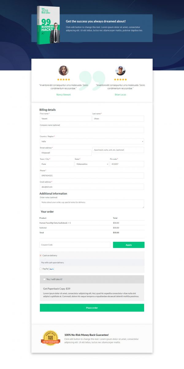 Checkout Page