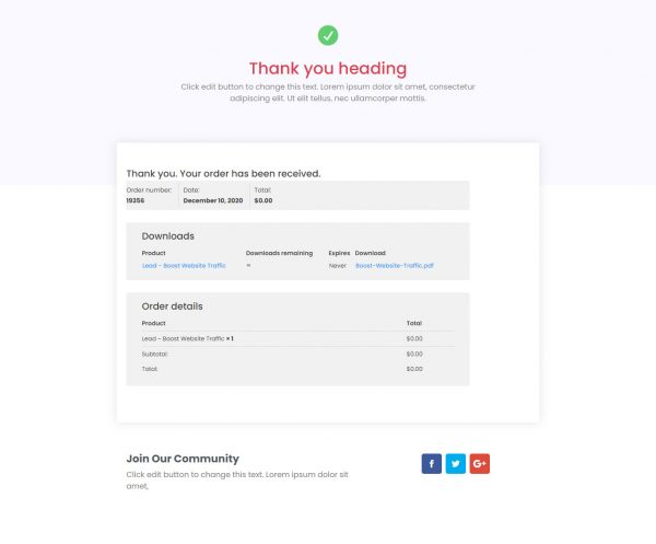 Thank You Page