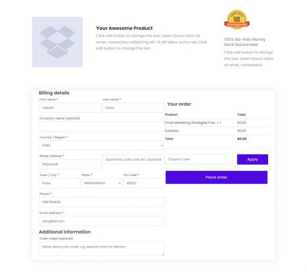 Checkout Page