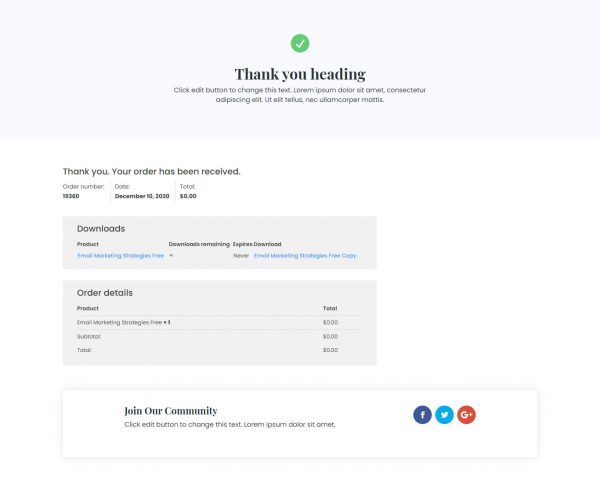 Thank You Page