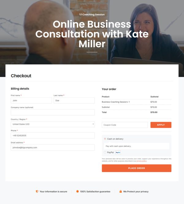 Business Coach Checkout