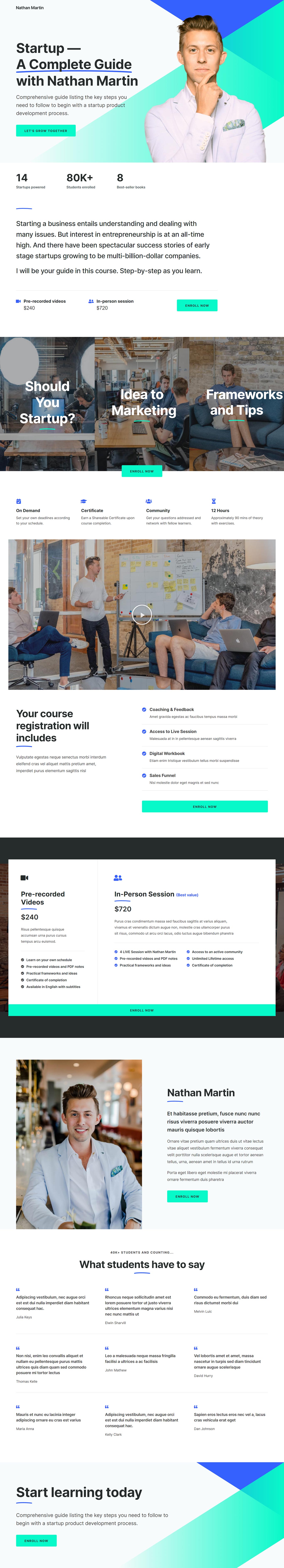 Online Course Inperson Sales Landing