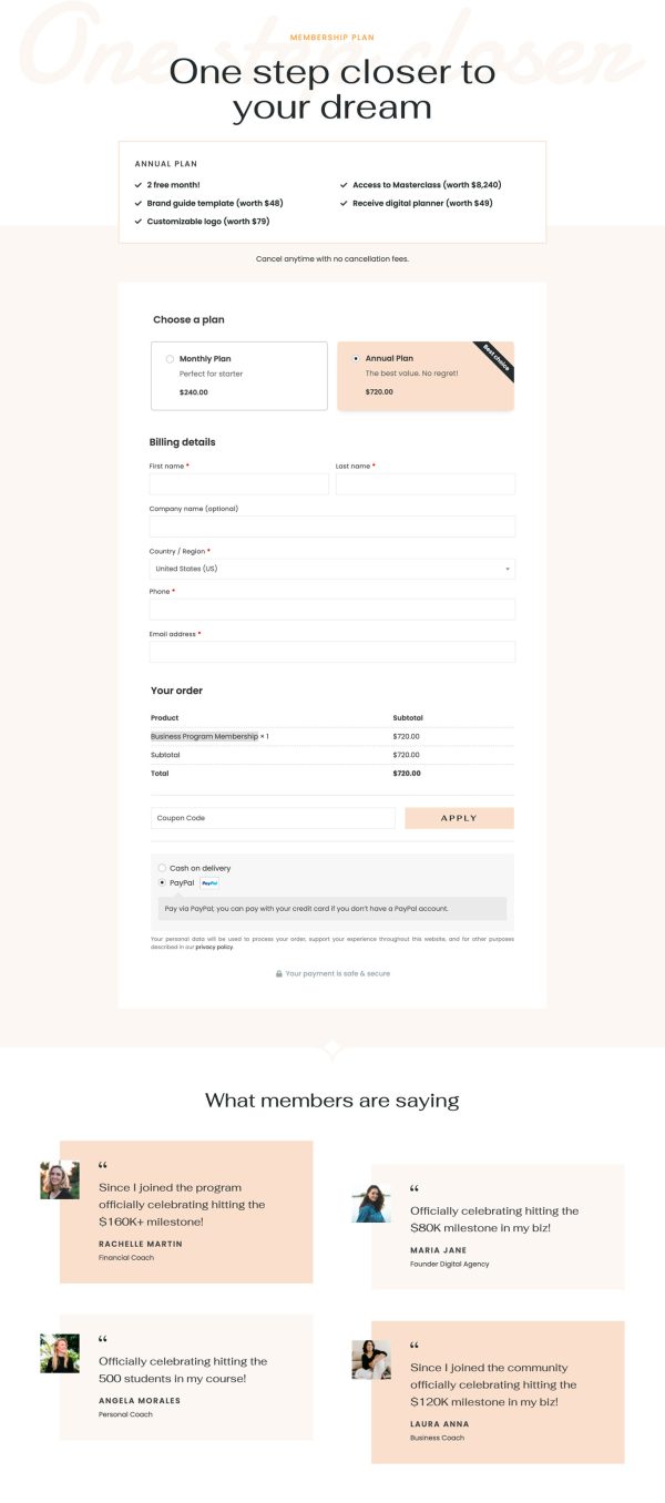 Business Program Membership Checkout