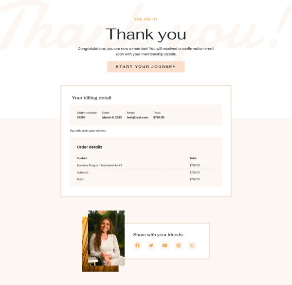 Business Program Membership Thank You
