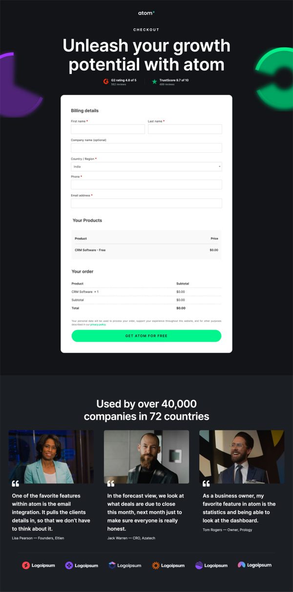 CRM Software Checkout