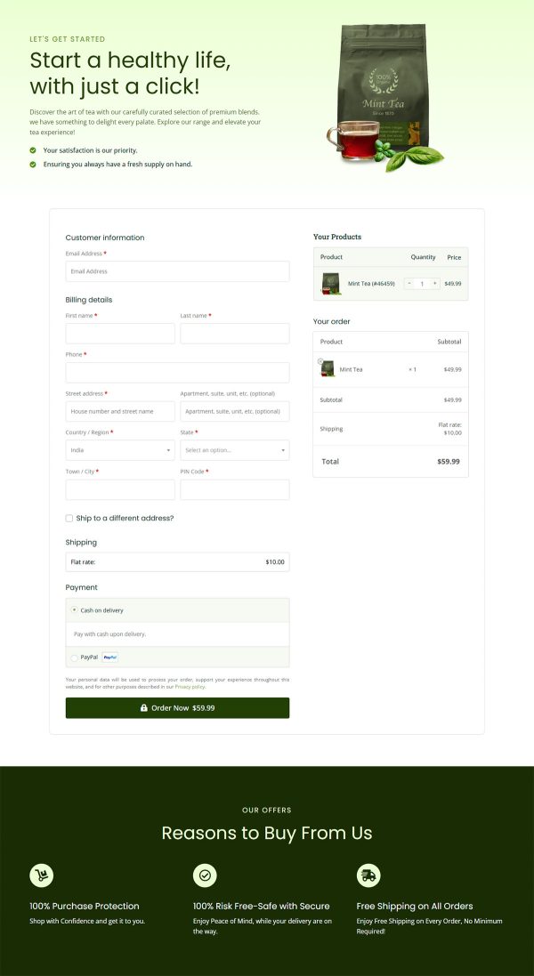 Mint Tea Checkout