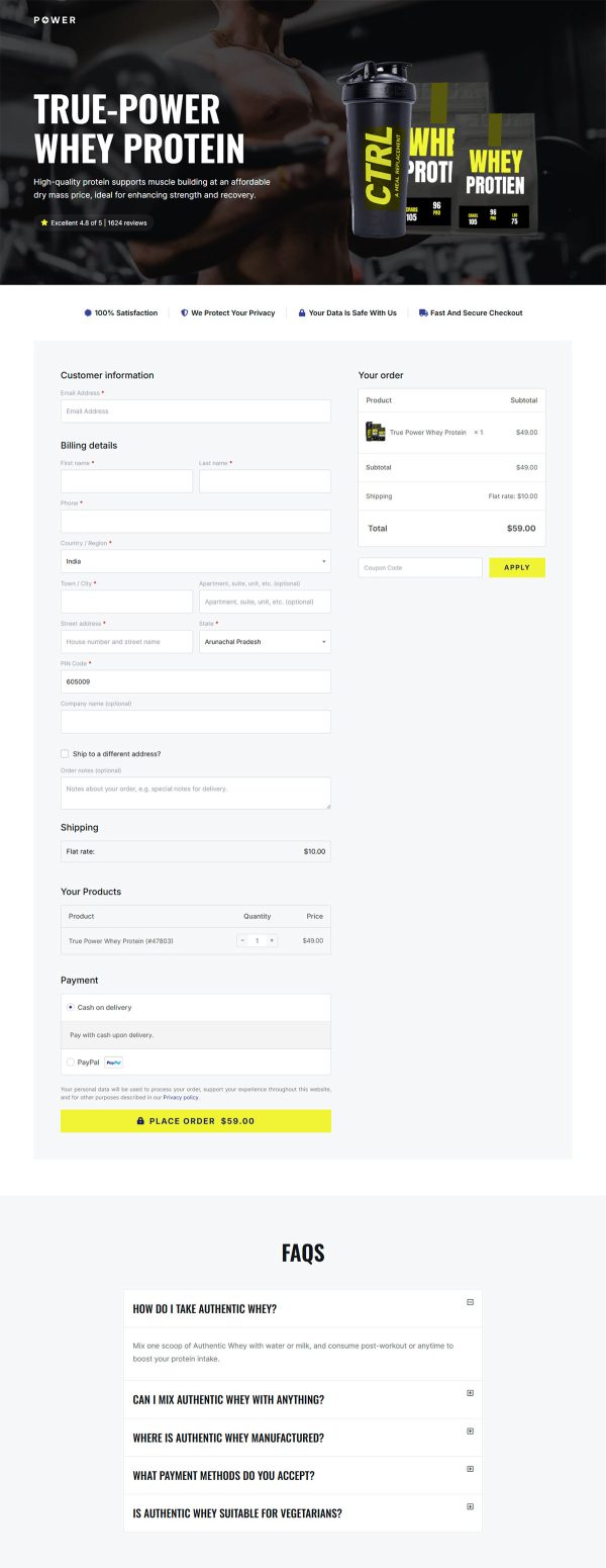 Whey Protein Checkout
