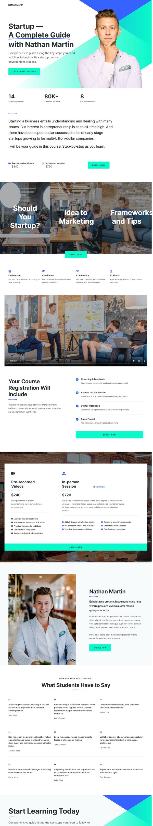 Online Course Inperson Sales Landing