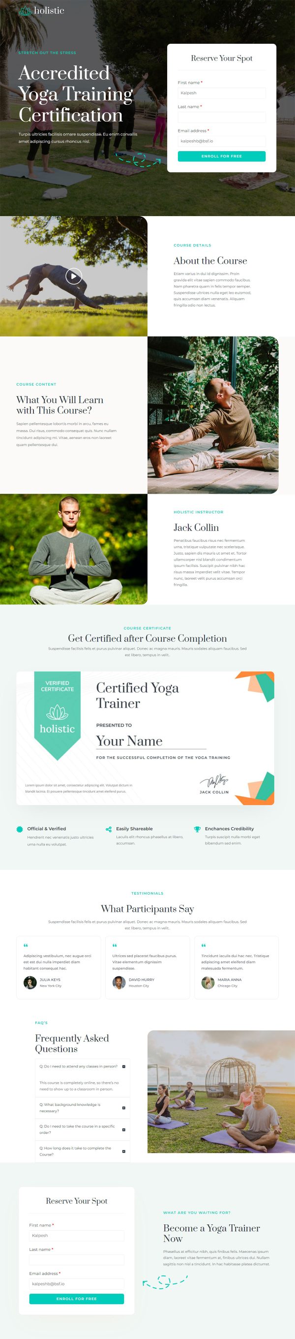 Online Yoga Course Optin